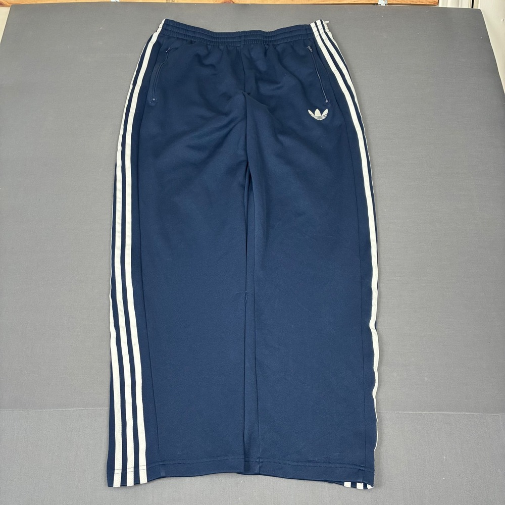 Y2K Adidas Blue 3 Stripe Baggy Sweatpants Men's Size Medium Trefoil Logo